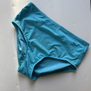 Lands' End Women's Retro High Waist Bikini Bottom Aqua Size 10 Modest Beach Swim